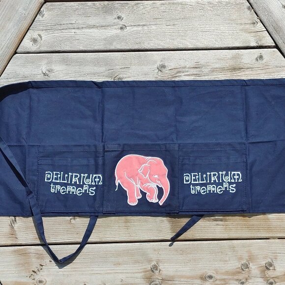 DELIRIUM TREMENS 3 Pocket Waist Bar Apron NEW Embroidered Elephant - Picture 1 of 5